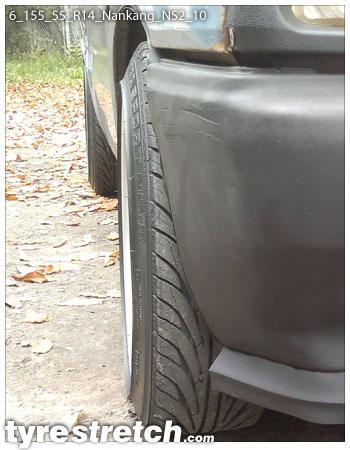 An example of tyre stretch: 155/55 R14 on 6.0J – NANKANG
