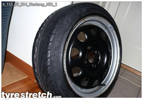 An example of tyre stretch: 155/55 R14 on 6.0J – NANKANG