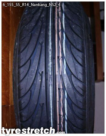 An example of tyre stretch: 155/55 R14 on 6.0J – NANKANG