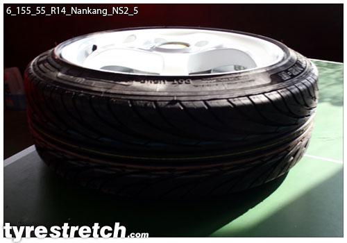 An example of tyre stretch: 155/55 R14 on 6.0J – NANKANG