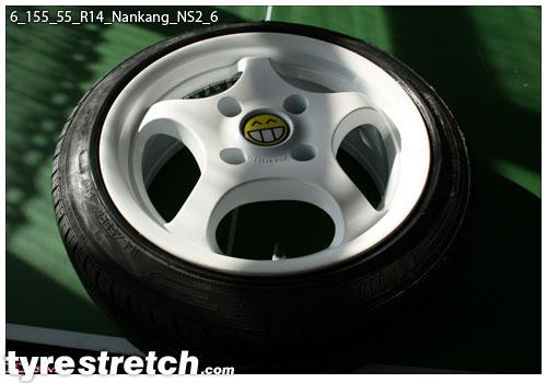 An example of tyre stretch: 155/55 R14 on 6.0J – NANKANG