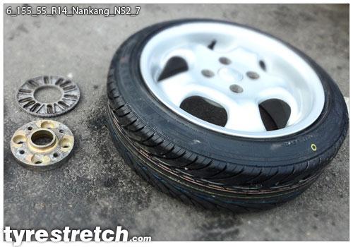An example of tyre stretch: 155/55 R14 on 6.0J – NANKANG