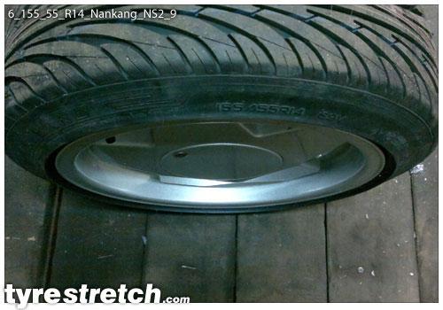 An example of tyre stretch: 155/55 R14 on 6.0J – NANKANG