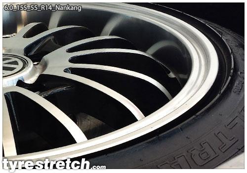 An example of tyre stretch: 155/55 R14 on 6.0J – NANKANG
