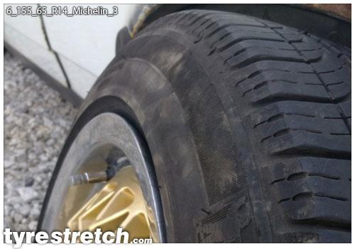 An example of tyre stretch: 155/65 R14 on 6.0J – MICHELIN