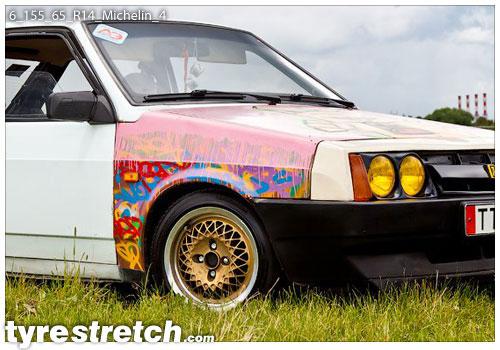 An example of tyre stretch: 155/65 R14 on 6.0J – MICHELIN