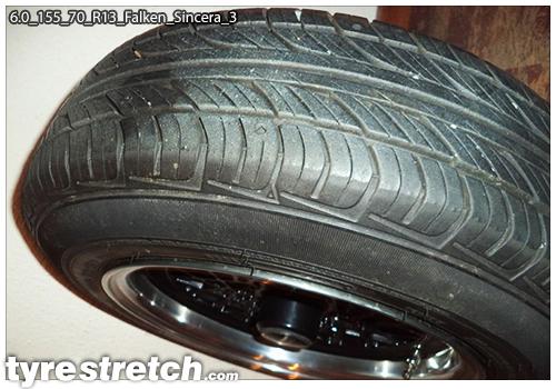 An example of tyre stretch: 155/70 R13 on 6.0J – FALKEN