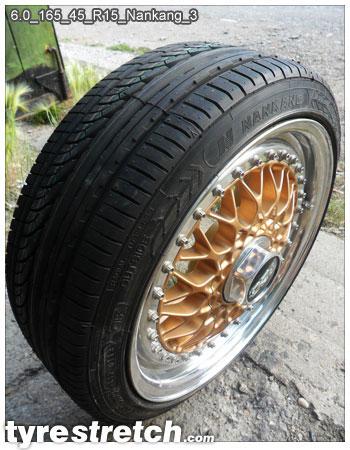 An example of tyre stretch: 165/45 R15 on 6.0J – NANKANG