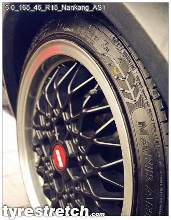 An example of tyre stretch: 165/45 R15 on 6.0J – NANKANG