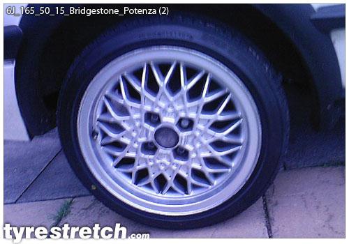An example of tyre stretch: 165/50 R15 on 6.0J – BRIDGESTONE