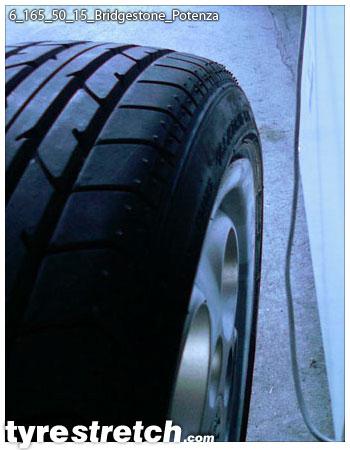 An example of tyre stretch: 165/50 R15 on 6.0J – BRIDGESTONE