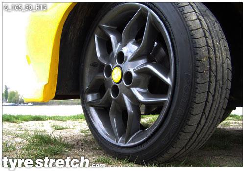 An example of tyre stretch: 165/50 R15 on 6.0J