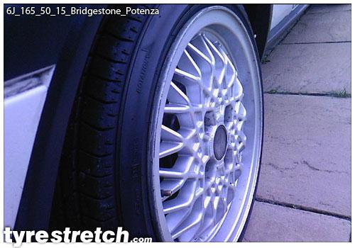 An example of tyre stretch: 165/50 R15 on 6.0J – BRIDGESTONE