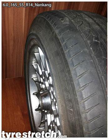 An example of tyre stretch: 165/55 R14 on 6.0J – NANKANG