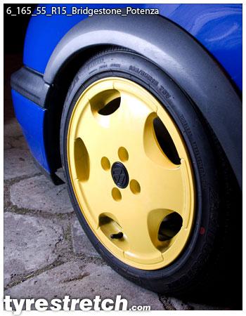 An example of tyre stretch: 165/55 R15 on 6.0J – BRIDGESTONE