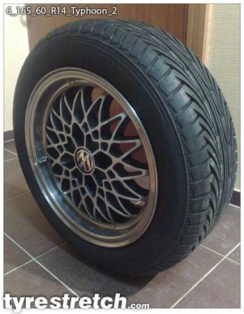 An example of tyre stretch: 165/60 R14 on 6.0J – TYFOON
