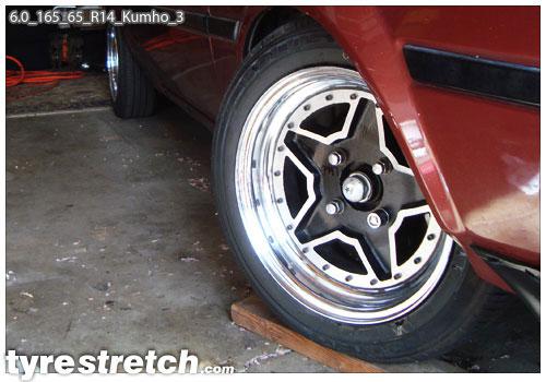 An example of tyre stretch: 165/65 R14 on 6.0J – KUMHO