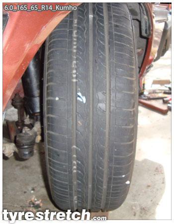 An example of tyre stretch: 165/65 R14 on 6.0J – KUMHO