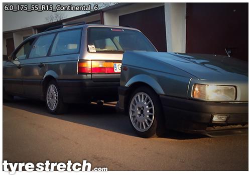 An example of tyre stretch: 175/55 R15 on 6.0J – CONTINENTAL