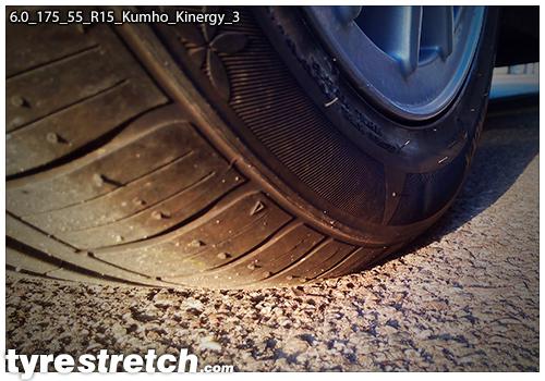 An example of tyre stretch: 175/55 R15 on 6.0J – KUMHO