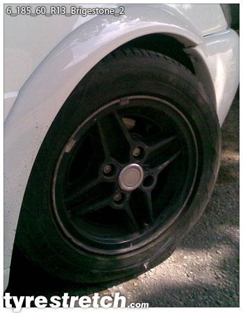 An example of tyre stretch: 185/60 R13 on 6.0J – BRIDGESTONE