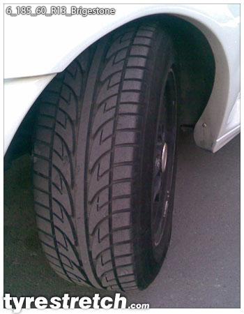 An example of tyre stretch: 185/60 R13 on 6.0J – BRIDGESTONE