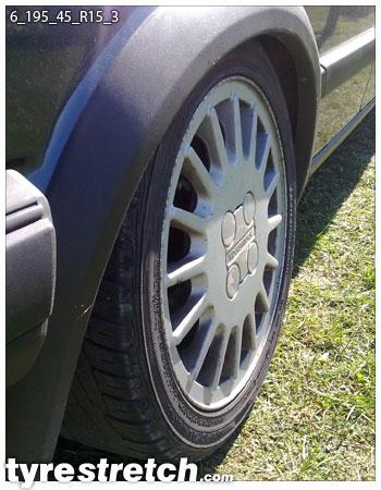 An example of tyre stretch: 195/45 R15 on 6.0J