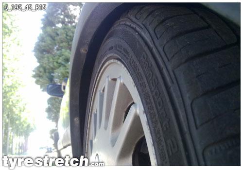 An example of tyre stretch: 195/45 R15 on 6.0J