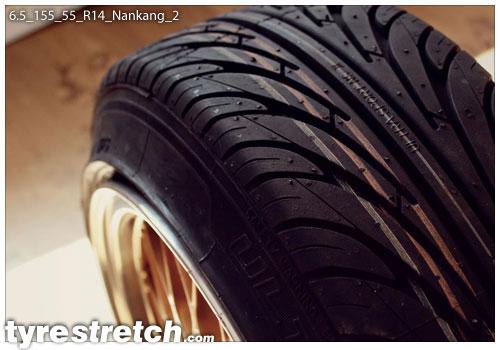 An example of tyre stretch: 155/55 R14 on 6.5J – NANKANG
