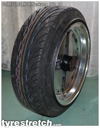 An example of tyre stretch: 155/55 R14 on 6.5J – NANKANG