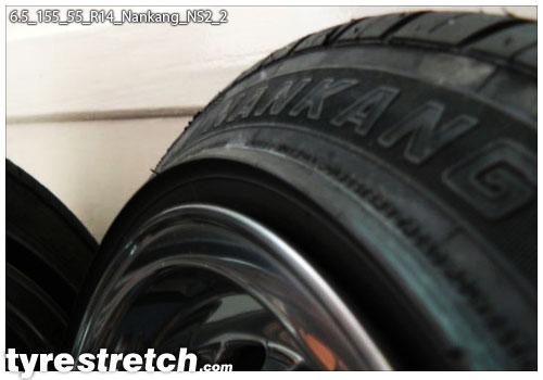 An example of tyre stretch: 155/55 R14 on 6.5J – NANKANG