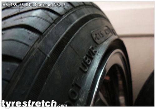 An example of tyre stretch: 155/55 R14 on 6.5J – NANKANG