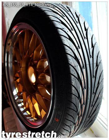 An example of tyre stretch: 155/55 R14 on 6.5J – NANKANG