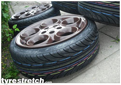 An example of tyre stretch: 165/40 R16 on 6.5J – NANKANG