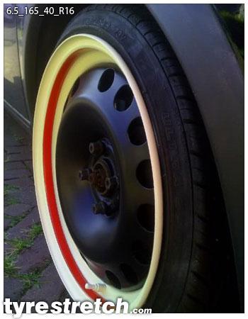 An example of tyre stretch: 165/40 R16 on 6.5J