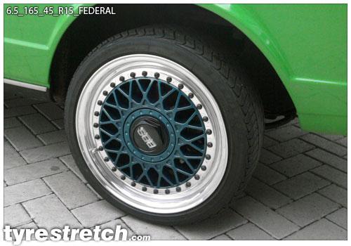 An example of tyre stretch: 165/45 R15 on 6.5J – FEDERAL