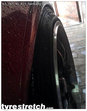 An example of tyre stretch: 165/45 R15 on 6.5J – NANKANG