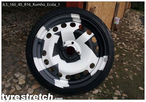 An example of tyre stretch: 165/45 R16 on 6.5J – KUMHO