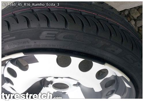 An example of tyre stretch: 165/45 R16 on 6.5J – KUMHO