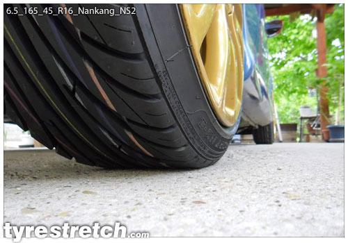 An example of tyre stretch: 165/45 R16 on 6.5J – NANKANG