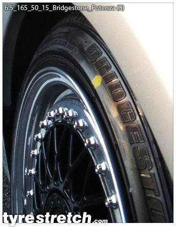 An example of tyre stretch: 165/50 R15 on 6.5J – BRIDGESTONE