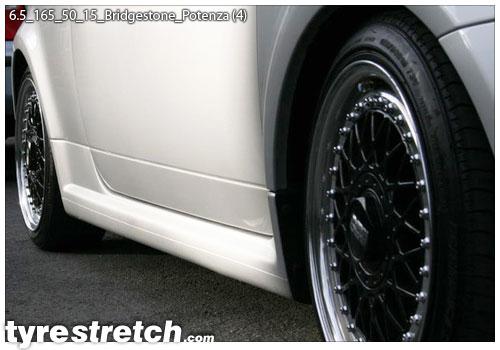 An example of tyre stretch: 165/50 R15 on 6.5J – BRIDGESTONE