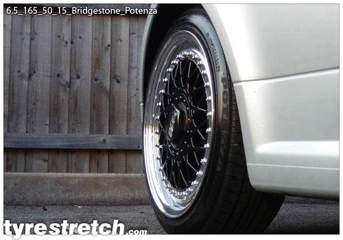 An example of tyre stretch: 165/50 R15 on 6.5J – BRIDGESTONE
