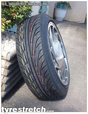 An example of tyre stretch: 165/50 R15 on 6.5J – NANKANG