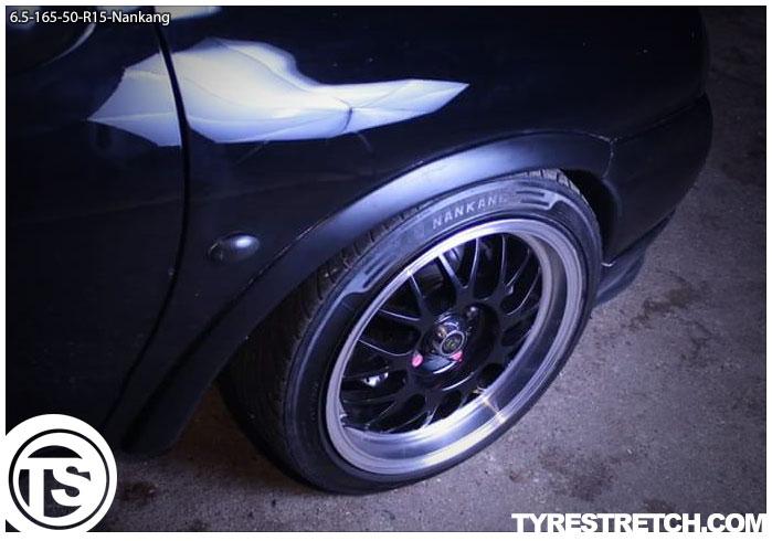 An example of tyre stretch: 165/50 R15 on 6.5J – NANKANG