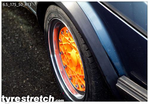 An example of tyre stretch: 175/50 R13 on 6.5J