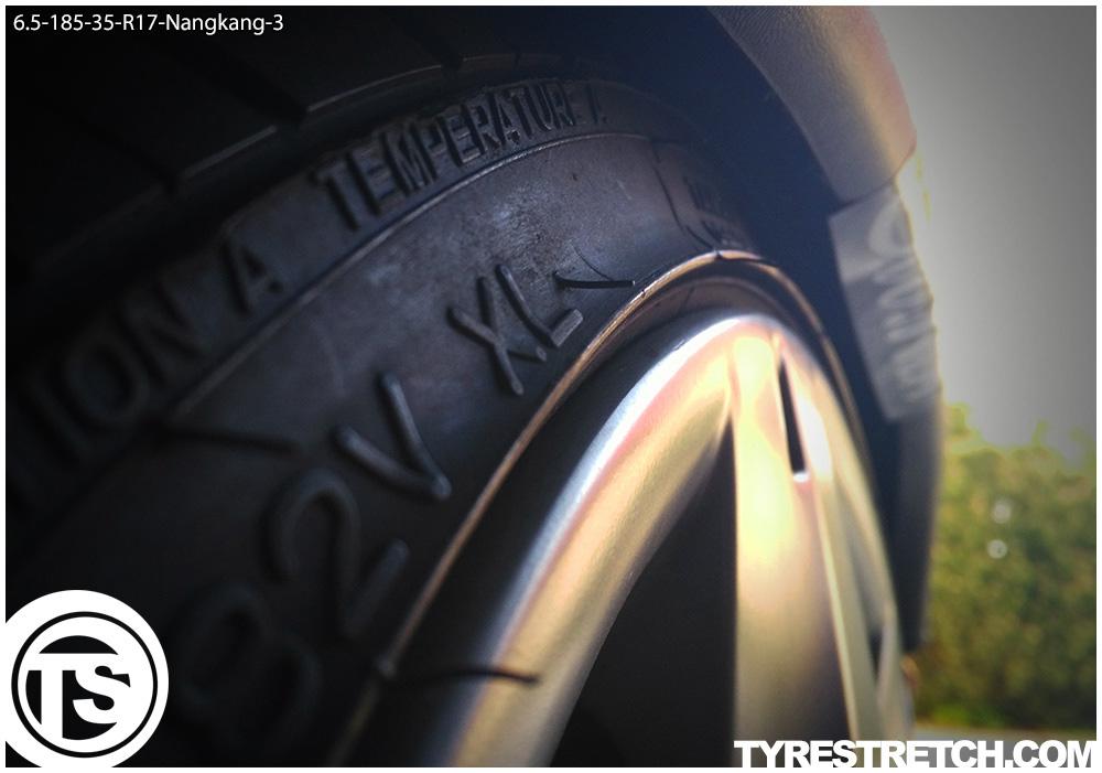 An example of tyre stretch: 185/35 R17 on 6.5J – NANKANG