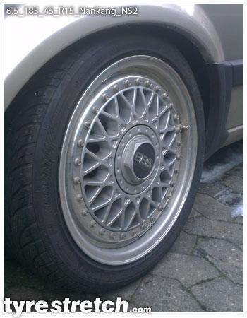An example of tyre stretch: 185/45 R15 on 6.5J – NANKANG