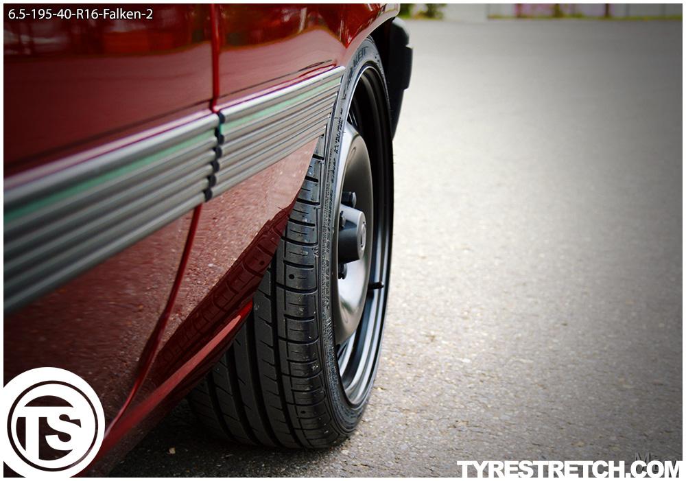 An example of tyre stretch: 195/40 R16 on 6.5J – FALKEN