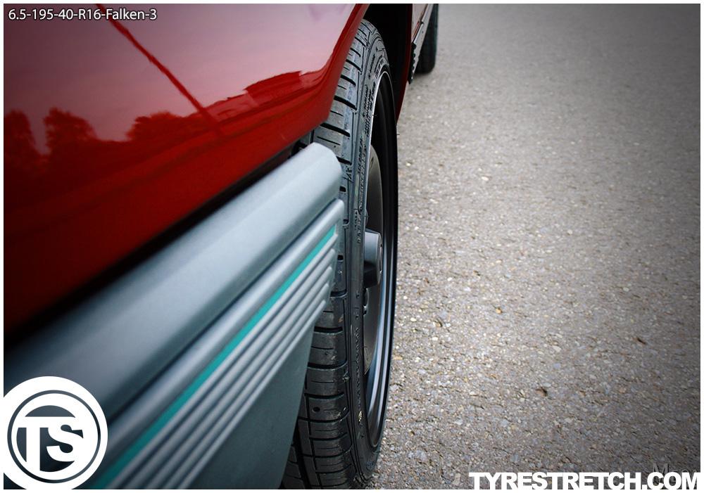 An example of tyre stretch: 195/40 R16 on 6.5J – FALKEN